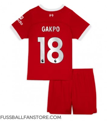 Liverpool Cody Gakpo #18 Replik Heimtrikot Kinder 2023-24 Kurzarm (+ Kurze Hosen)